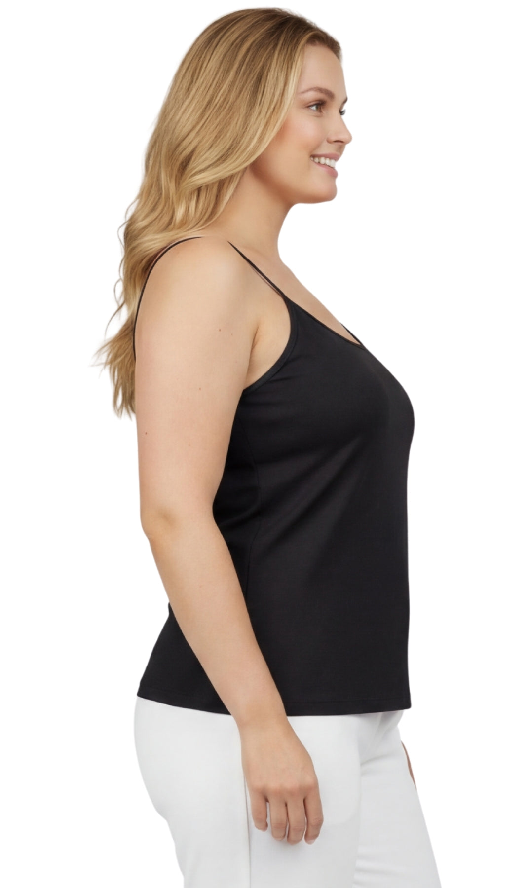 Women's Essential Adjustable Strap Camisole in Soft Cotton Blend Fabric with a built in Shelf Bra