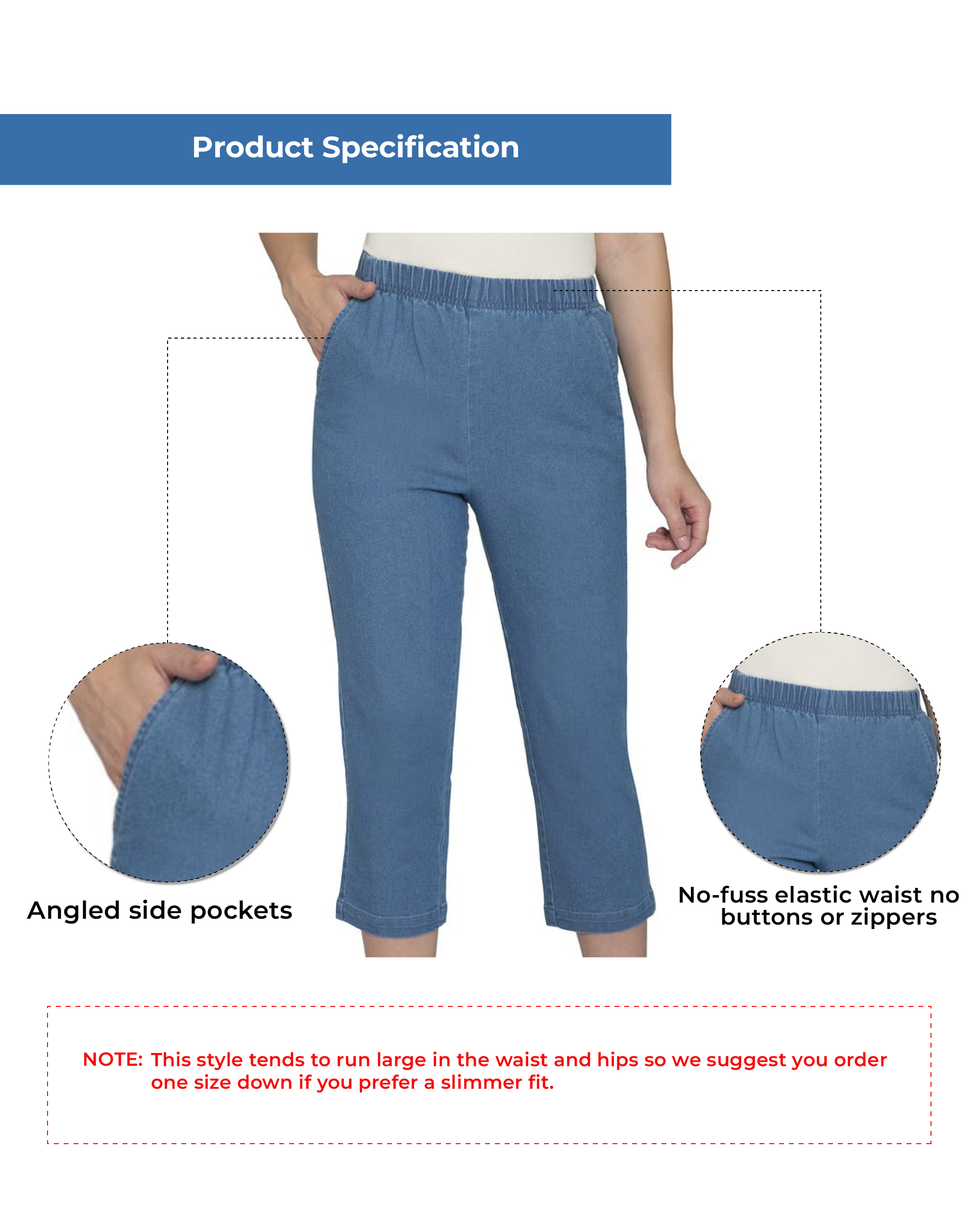 Women’s Lightweight Stretch Denim Capri Pants – Comfortable Everyday Fit 8